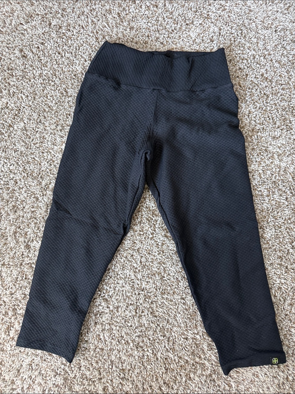 High-Rise Black Textured Leggings for Women